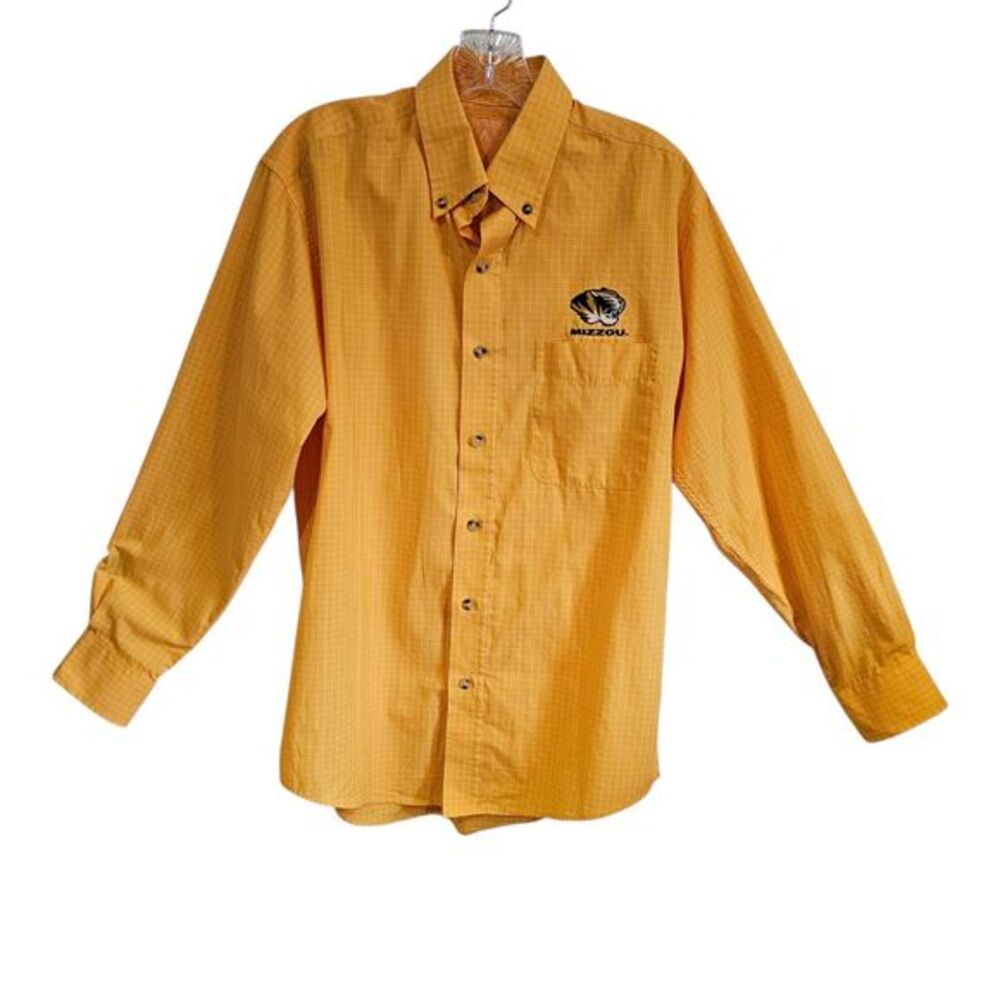 Missouri Tigers Mizzou‎ Shirt Mens Small Yellow Long Sleeve Button Down Antigua